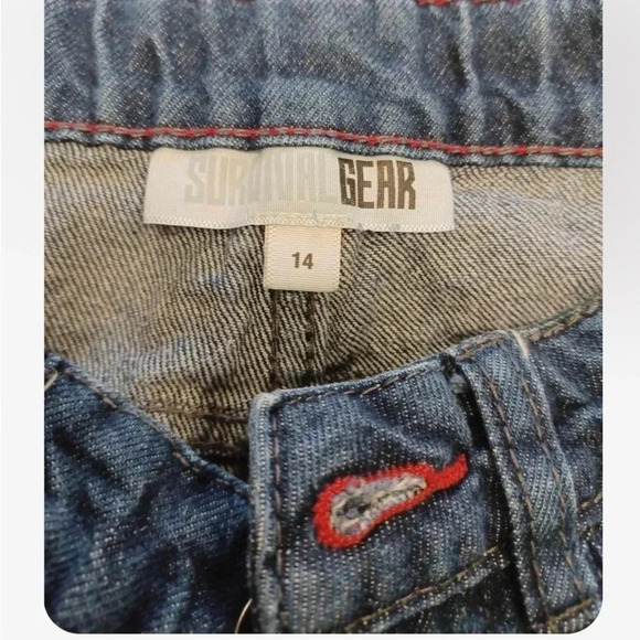 Survival Gear Moto Blue Straight Leg Jeans Size 14 - Picture 5 of 10